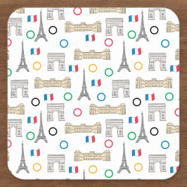 Posavasos Cuadrado De Papel Juegos de París 2024