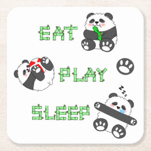 Posavasos Cuadrado De Papel Jugar Sleep Cute Baby Panda Vida Cómoda