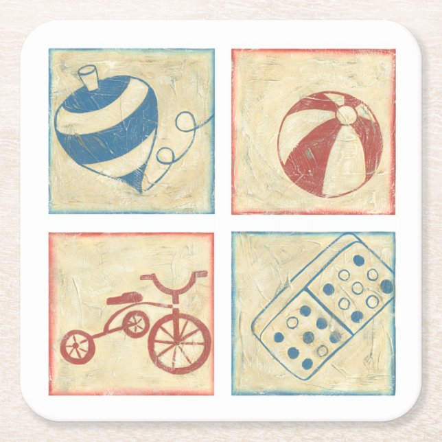 Posavasos Cuadrado De Papel Juguetes infantiles de Chariklia Zarris (Anverso)