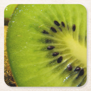 Posavasos Cuadrado De Papel Juicy Green Fruity Kiwi Coaster