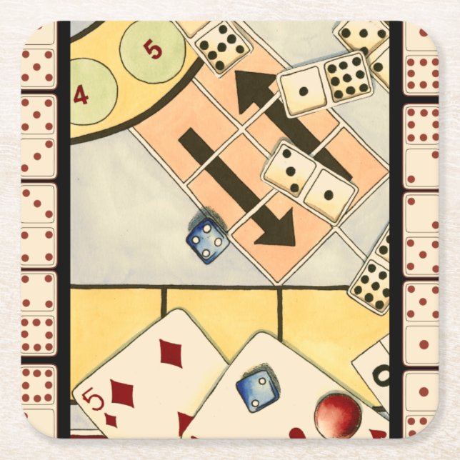 Posavasos Cuadrado De Papel Jumble surtido de juegos de oportunidad (Anverso)