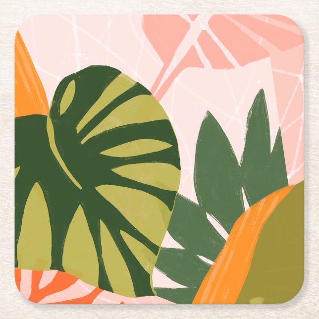 Posavasos Cuadrado De Papel Jungle Collage I (Anverso)