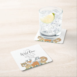 Posavasos Cuadrado De Papel Jungle Safari Baby Shower