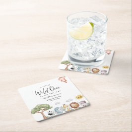Posavasos Cuadrado De Papel Jungle Safari Baby Shower