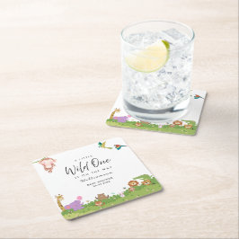 Posavasos Cuadrado De Papel Jungle Safari Baby Shower