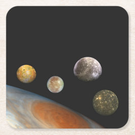 Posavasos Cuadrado De Papel Júpiter y cuatro lunas satélites Galileas
