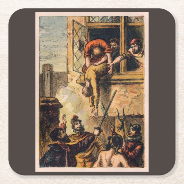 Posavasos Cuadrado De Papel Justicia popular en la masacre del Día de San Bart (Anverso)