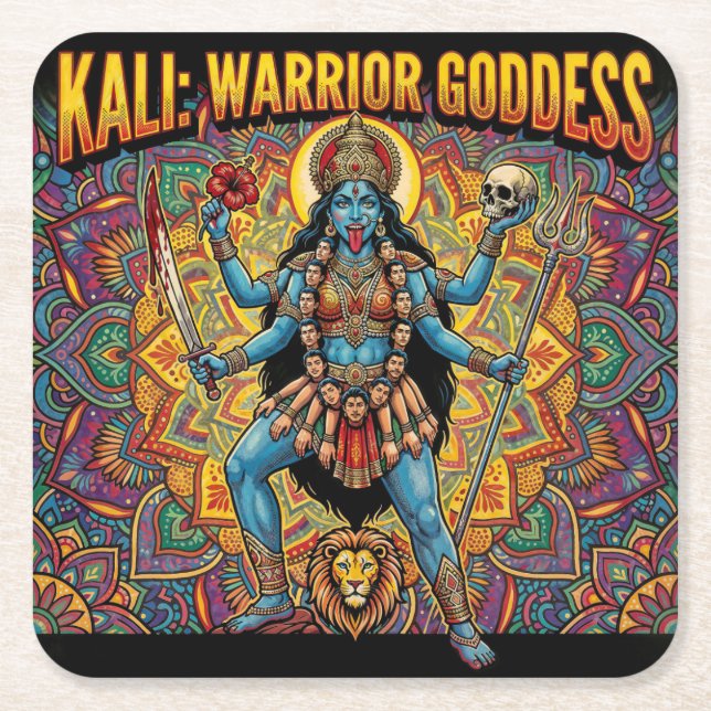 Posavasos Cuadrado De Papel Kali Warrior Goddess (Anverso)