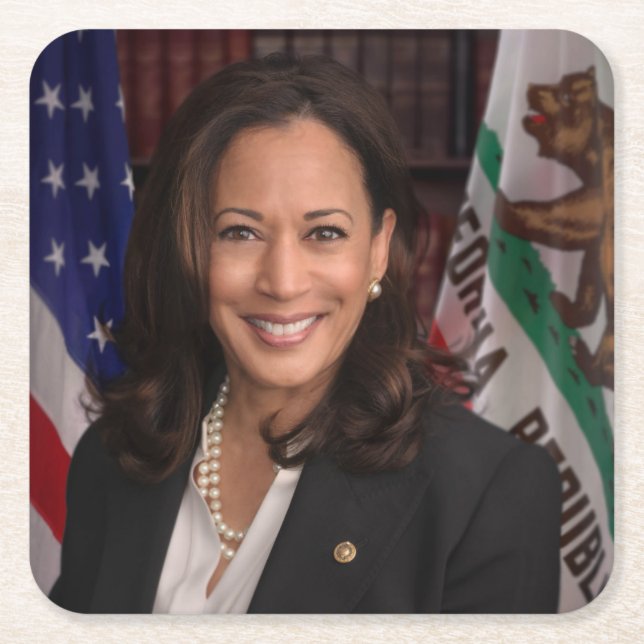 Posavasos Cuadrado De Papel Kamala Harris Candidato a presidente US 2024 (Anverso)