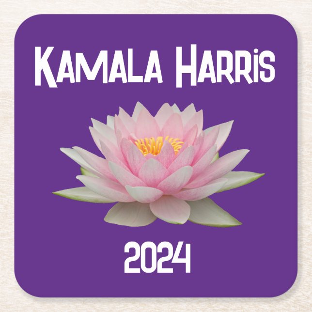 Posavasos Cuadrado De Papel Kamala Harris Lotus 2024 (Anverso)