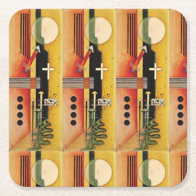 Posavasos Cuadrado De Papel Kandinsky Arte de pintura abstracta moderna (Anverso)