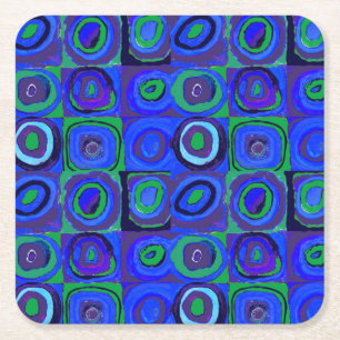 Posavasos Cuadrado De Papel Kandinsky Farbstudie Blue Quadrate Square Circle