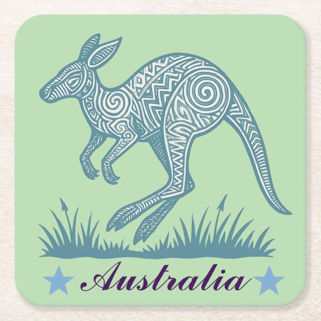 Posavasos Cuadrado De Papel Kangaroo (Anverso)