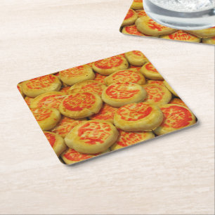Posavasos Cuadrado De Papel Kanom Pia ขนมเปี๊ยะ ~ Dulces Asiáticos Postres Com