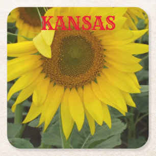 Posavasos Cuadrado De Papel Kansas Yellow Sunflower Square Coaster