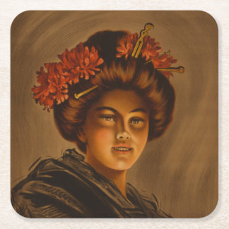 Posavasos Cuadrado De Papel Karama: Actriz japonesa Romance Geisha