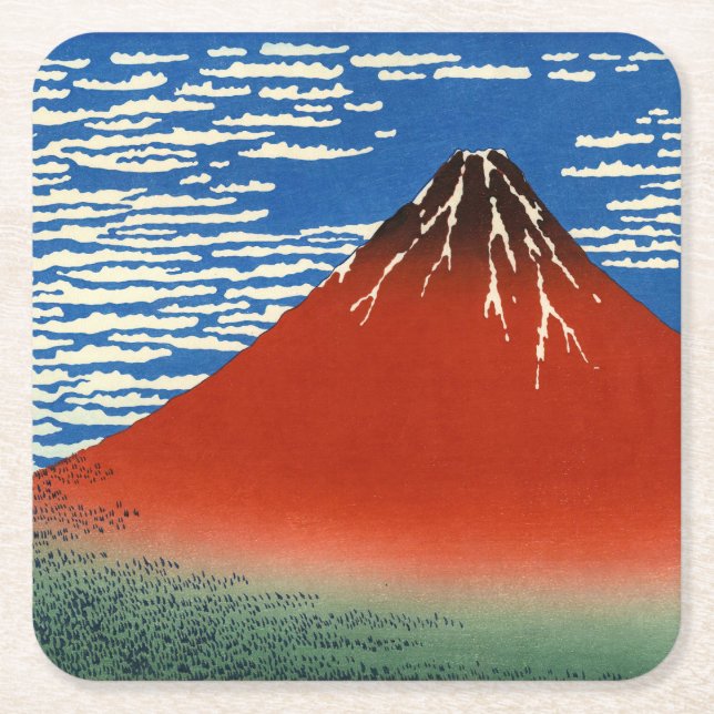 Posavasos Cuadrado De Papel Katsushika Hokusai - Buen Viento, Buenos Días (Anverso)