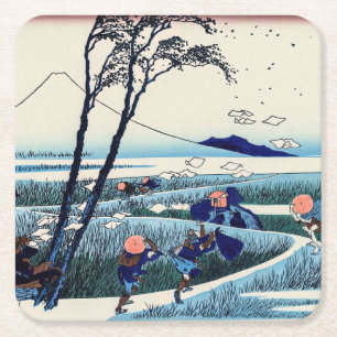 Posavasos Cuadrado De Papel Katsushika Hokusai - Ejiri en la provincia de Suru