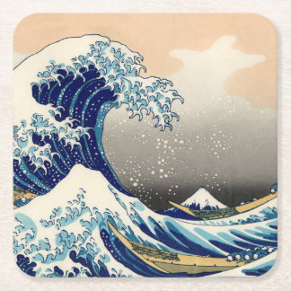 Posavasos Cuadrado De Papel KATSUSHIKA HOKUSAI - La gran onda de Kanagawa
