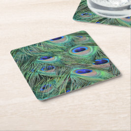 Posavasos Cuadrado De Papel Kauai Peacock Feathers