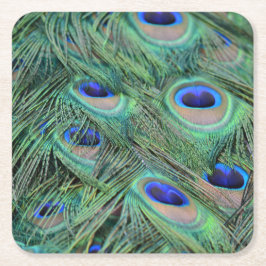 Posavasos Cuadrado De Papel Kauai Peacock Feathers