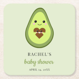 Posavasos Cuadrado De Papel Kawaii Pregnado aguacate Baby Shower Fiesta Cute