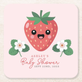 Posavasos Cuadrado De Papel Kawaii Strawberry Baby Shower