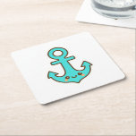 Posavasos Cuadrado De Papel Kawaii Turquoise Anchor - Fantástico y Alegre<br><div class="desc">Abran su colección con este ancla de estilo Kawaii irresistiblemente lindo, de un turquesa vibrante. Rodeado de un marrón audaz y con una alegre cara sonriente con las mejillas rosadas y los ojos negros amplios, este ancla trae encanto juguetón y vibraciones náuticas dondequiera que vaya. Envuelto en un suave fondo...</div>