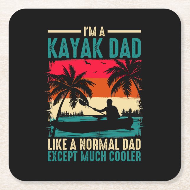 Posavasos Cuadrado De Papel Kayak Dad (Anverso)