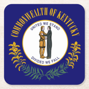 Posavasos Cuadrado De Papel Kentucky: Commonwealth Bluegrass Bandera del estad