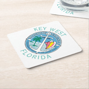 Posavasos Cuadrado De Papel Key West - Cayos de Florida