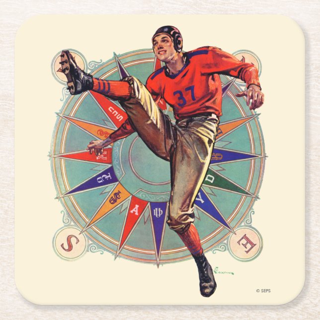 Posavasos Cuadrado De Papel Kickoff (Anverso)