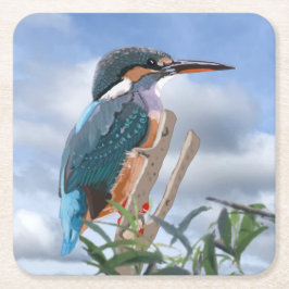 Posavasos Cuadrado De Papel Kingfisher y Willow
