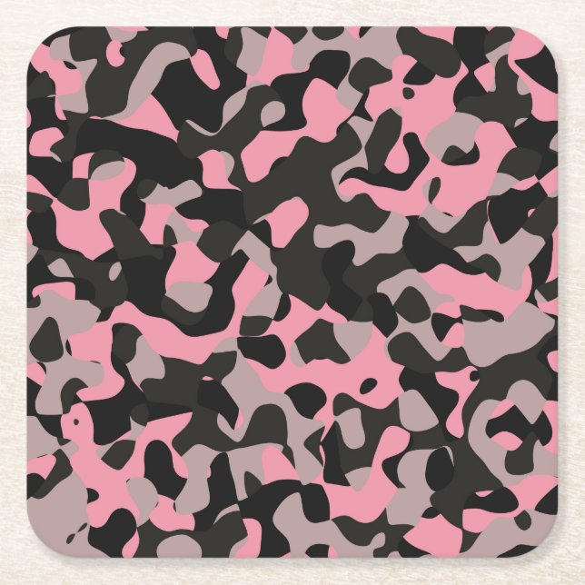 Posavasos Cuadrado De Papel Kitty Camo (Anverso)
