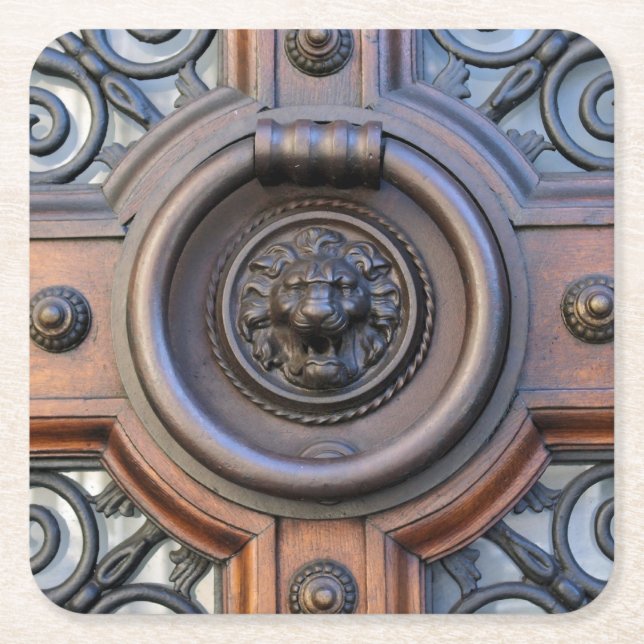 Posavasos Cuadrado De Papel Knock Knock Lion Head Coaster (Anverso)