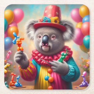 Posavasos Cuadrado De Papel Koala Clown