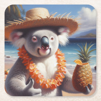 Posavasos Cuadrado De Papel Koala Luau