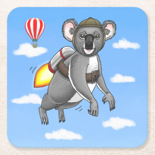 Posavasos Cuadrado De Papel Koala Oso Cohete