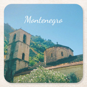 Posavasos Cuadrado De Papel Kotor, Montenegro - Recuerdo de viaje