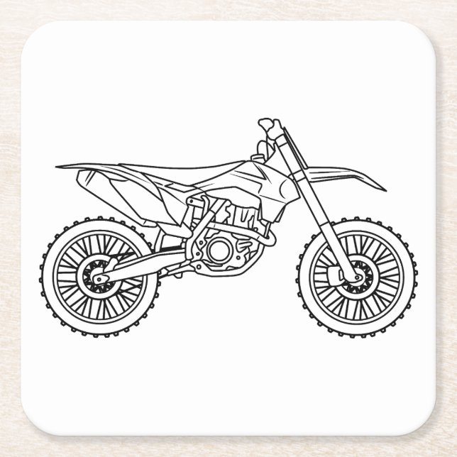Posavasos Cuadrado De Papel KTM Motocross line art (Anverso)