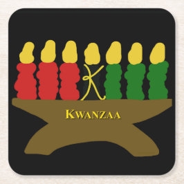 Posavasos Cuadrado De Papel Kwanzaa Art Design Yellow Text