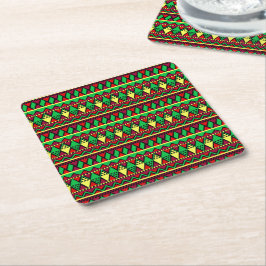 Posavasos Cuadrado De Papel Kwanzaa Verde amarillo rojo negro
