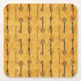 Posavasos Cuadrado De Papel La antigüedad del collage del vintage cierra