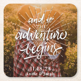 Posavasos Cuadrado De Papel La aventura comienza a salvar la fecha