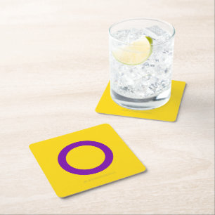 Posavasos Cuadrado De Papel La bandera del orgullo intersexual de SlipperyJoe