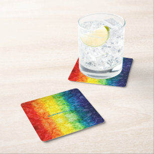 Posavasos Cuadrado De Papel La bandera teñida con efecto tie-dye de SlipperyJo