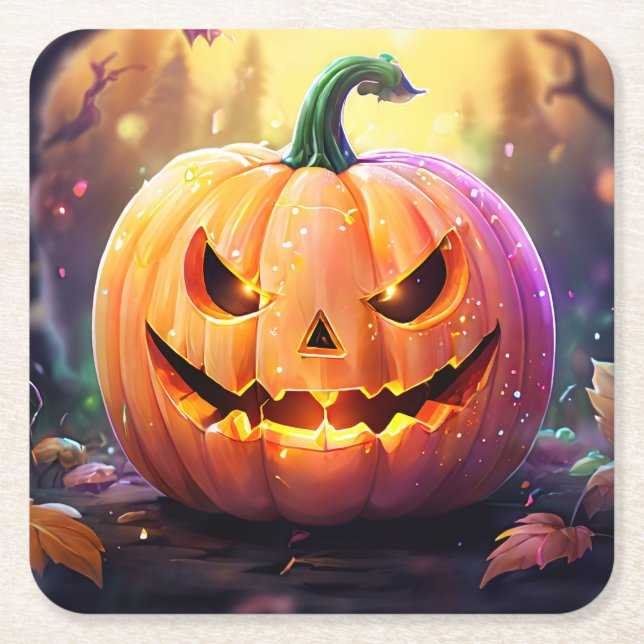 Posavasos Cuadrado De Papel La calabaza, las placas de papel (Anverso)