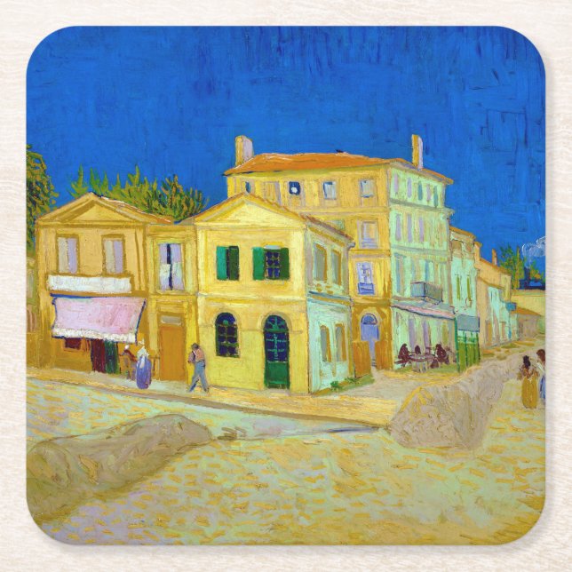 Posavasos Cuadrado De Papel La casa amarilla, Van Gogh (Anverso)