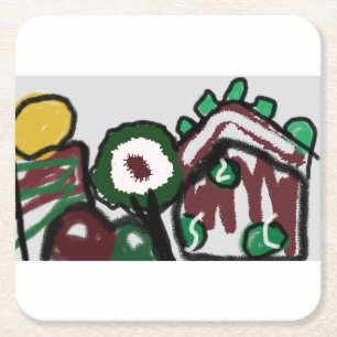 Posavasos Cuadrado De Papel La casa de los jengibre el amor