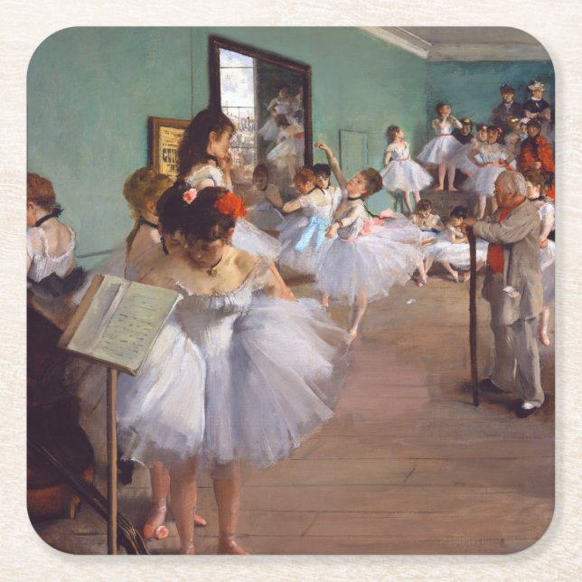 Posavasos Cuadrado De Papel La clase de danza, Edgar Degas (Anverso)